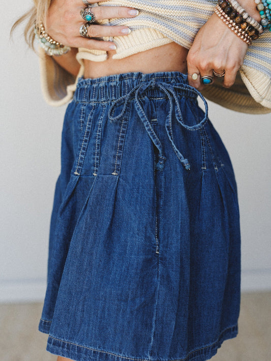 Twirl A Whirl Shorts - Denim