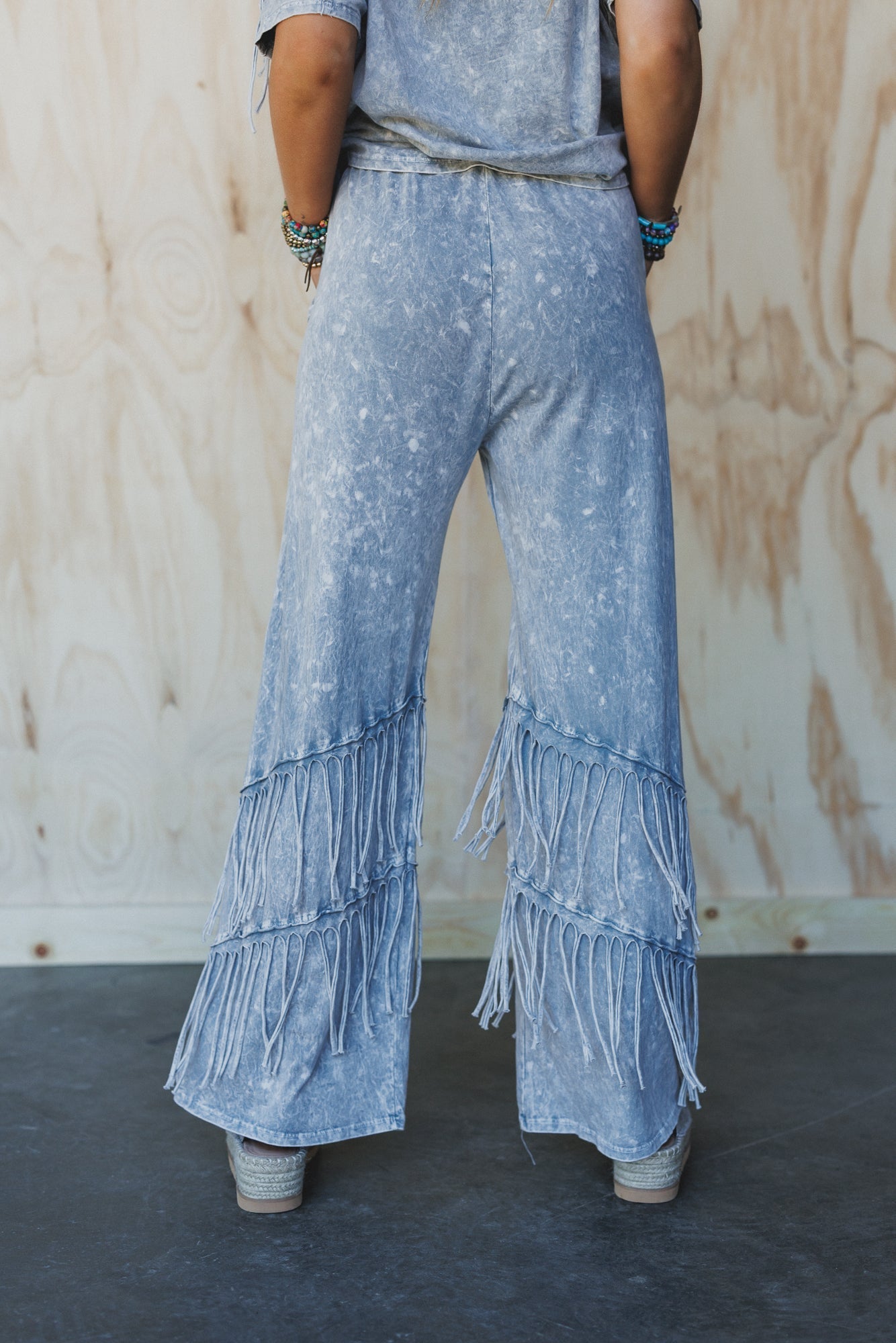 Wild Route Fringe Pants - Grey