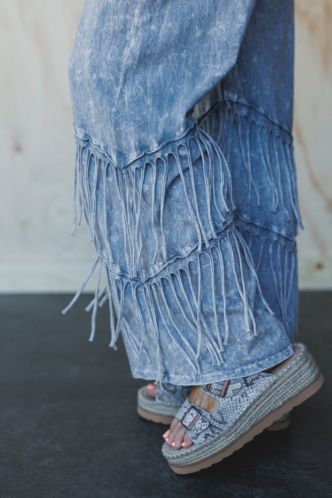 Wild Route Fringe Pants - Grey