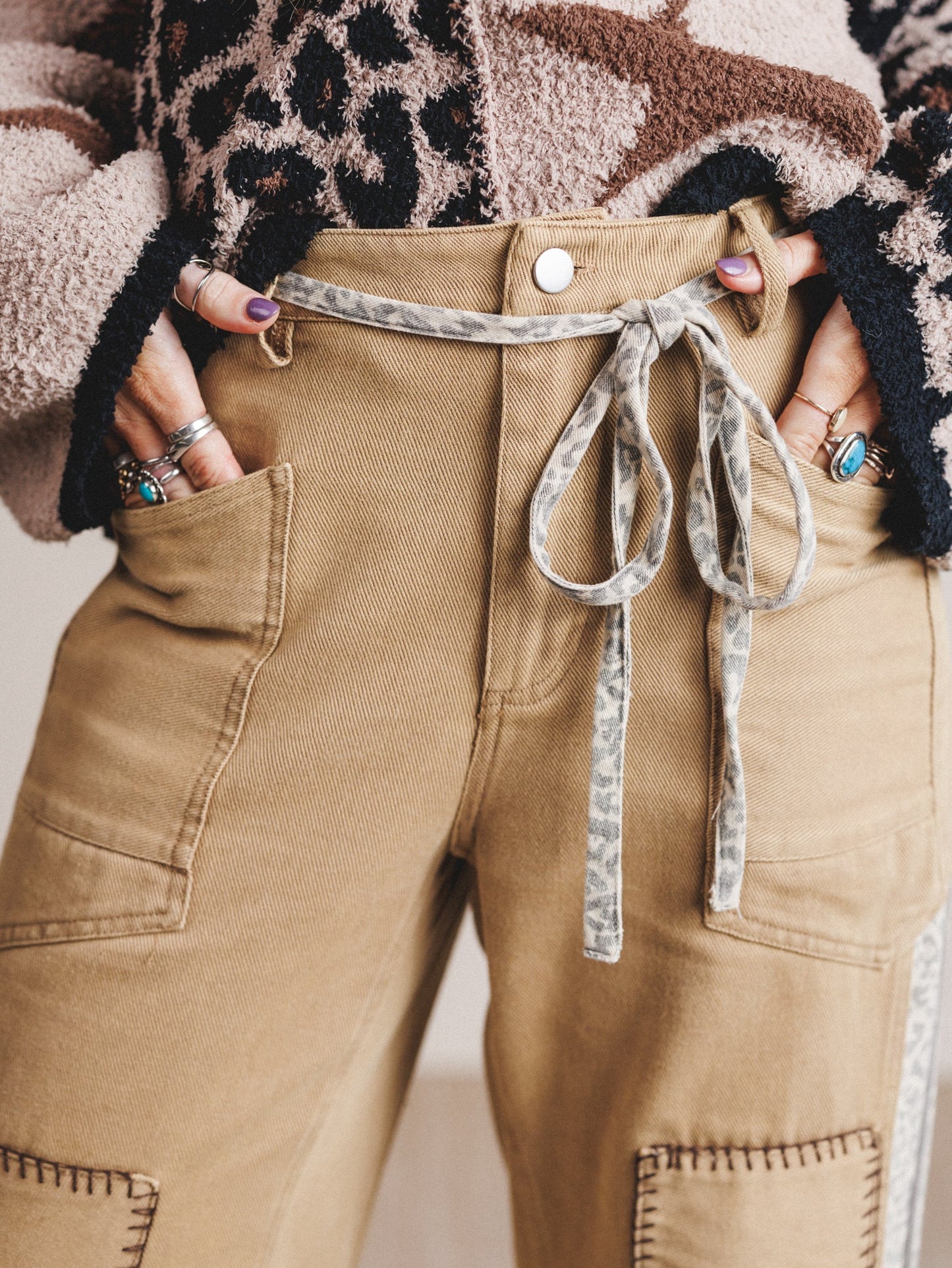Babette Stitched Pants - Taupe