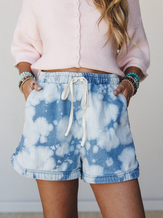 The Nest So Comfy Denim Shorts - Bleach Dye Denim