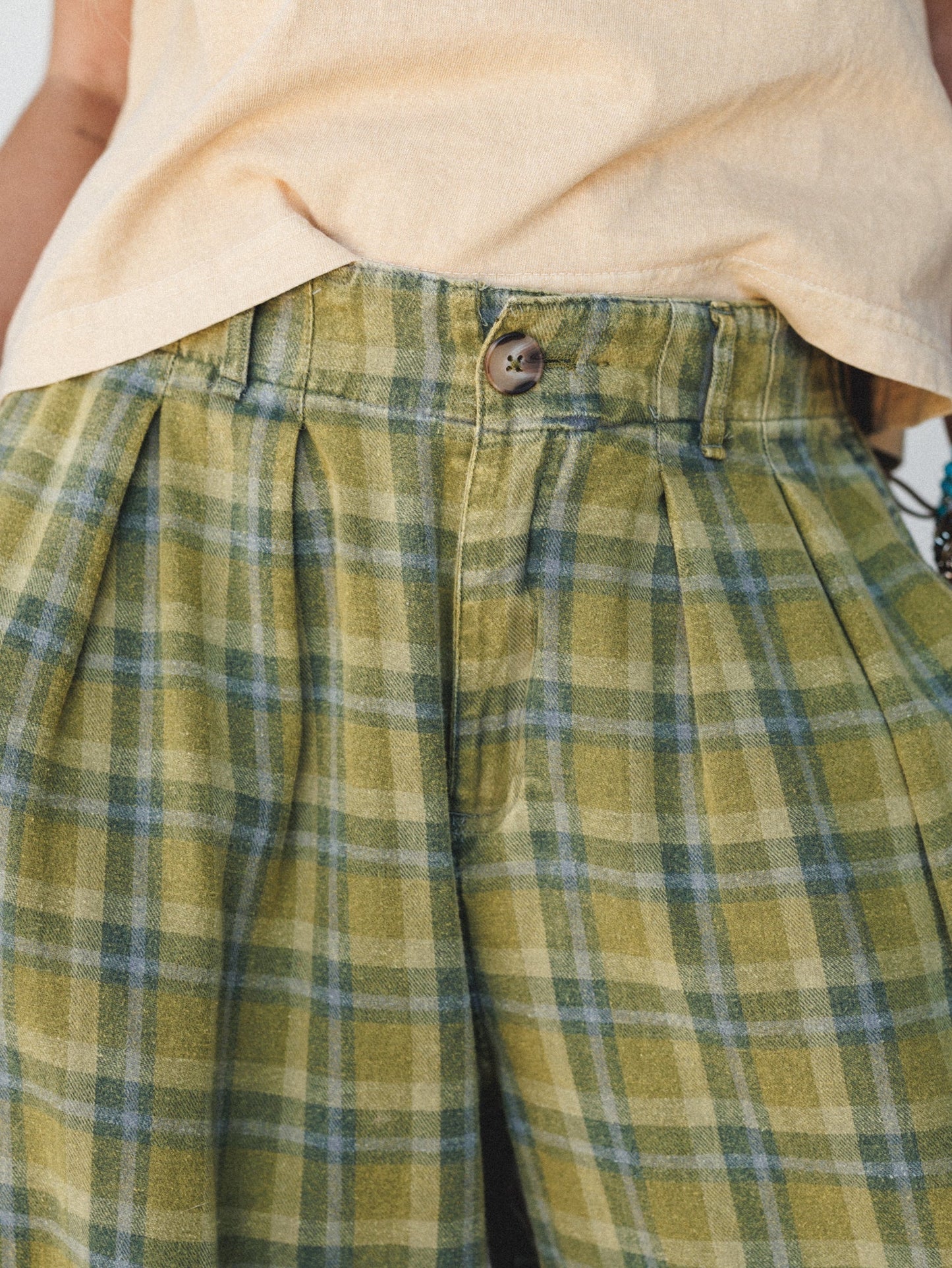 Mystic Plaid Wide Leg Pants - Green
